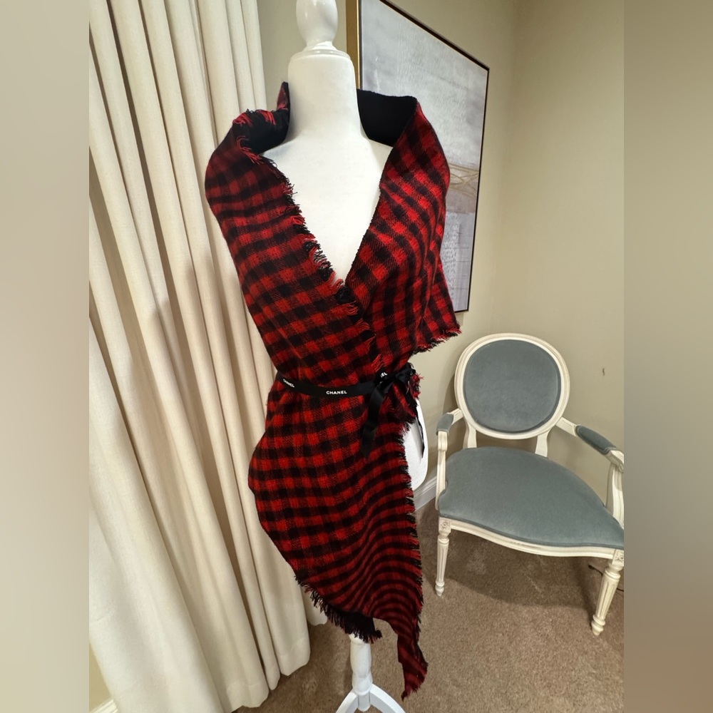 LAUREN RALPH LAUREN Red buffalo check scarf shawl wrap ❤️